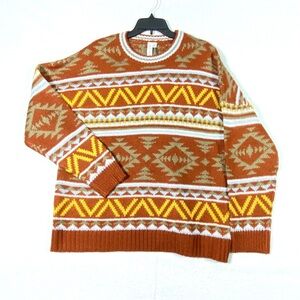 Grace + Karma Aztec Sweater Women's 1X Geometric Long Sleeve Warm Cozy Cabin NWT